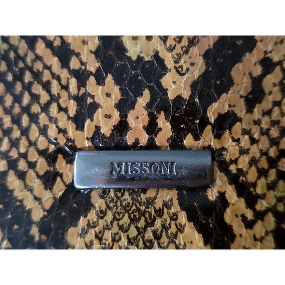 Vintage Missoni Snakeskin Clutch With Removable Shoulder Strap Snap Button Black